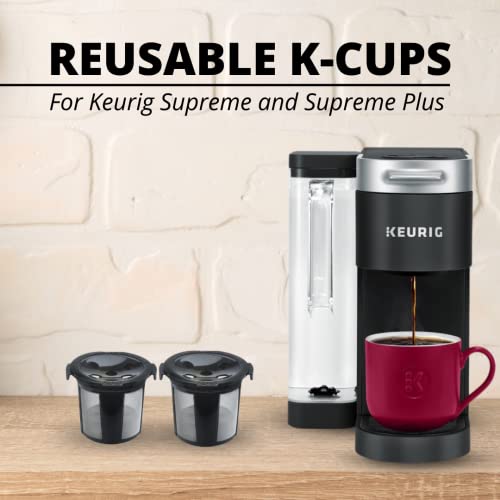 DeliBru Reusable K Cups for Keurig Supreme and K Supreme Plus Coffee Pods Filter - Pack of 2 - Refillable K Cups for Keurig Supreme Plus Coffee Maker - K cups reusable pod Keurig Supreme Accessories