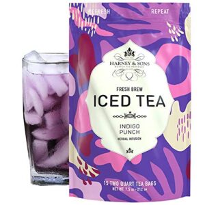 harney & sons indigo punch herbal iced tea pouches, with ct, butterfly pea flower, 15 count (pack of 1)