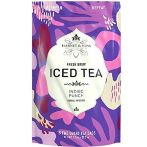 Harney & Sons Indigo Punch Herbal Iced Tea Pouches, with ct, Butterfly Pea Flower, 15 Count (Pack of 1)