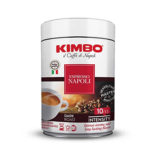 Kimbo Espresso Napoletano - Ground Coffee - Blended and Roasted in Italy - Dark Roast with a Well Balanced and Persistent Napoli Taste - 8.8 oz Can