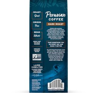 Laird Superfood Peruvian Dark Roast Caffeinated Whole Bean Coffee, Ethically Sourced Premium Whole Bean Coffee, Gluten-Free, Dairy-Free, Non-GMO, Paleo, Keto Friendly, 12 oz. Bag