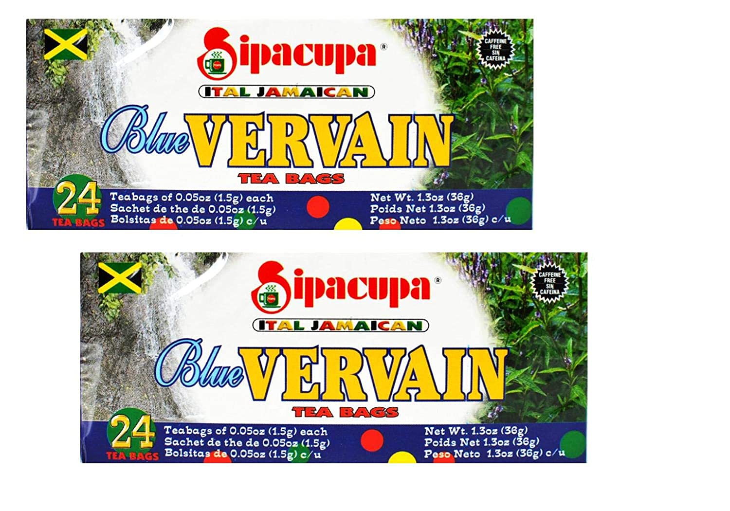 Sipacupa Blue Vervain Tea - Pack of 2 - 24 bags each - 48 bags total - 100% Jamaican Product