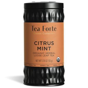 tea forte organic herbal tea, makes 35-50 cups, 1.76 ounce loose leaf tea canister, citrus mint