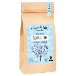 friendship organics decaf earl grey tea bags, organic and fair trade 36 count