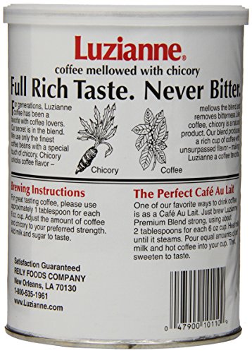 Luzianne Premium Blend Ground Coffee & Chicory, 16 Ounce Canister (Pack of 3)