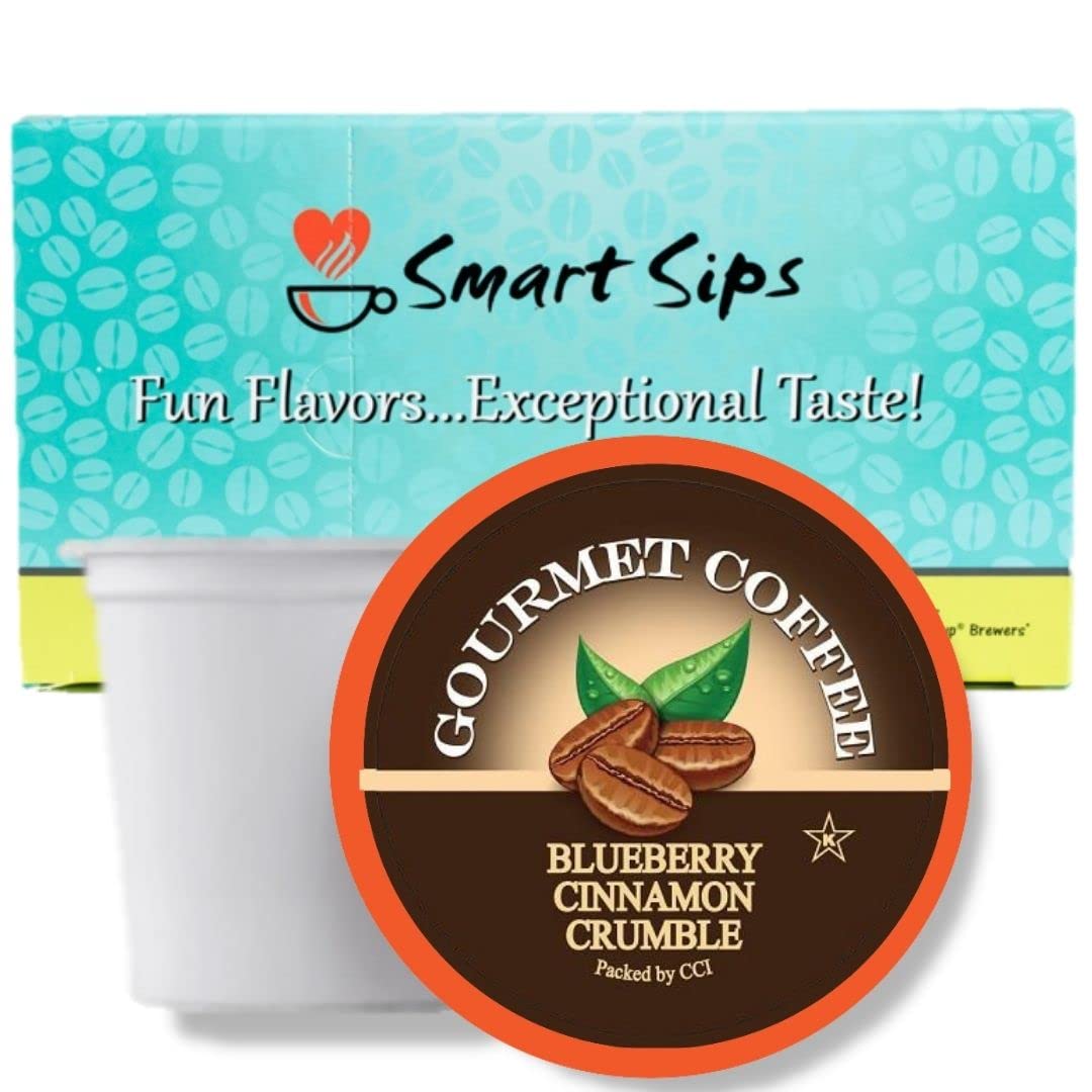 Smart Sips Coffee, Blueberry Cinnamon Crumble Coffee, Medium Roast, Gourmet Flavored Coffee Single Serve Pods for Keurig K-Cup Brewers, 24 Count