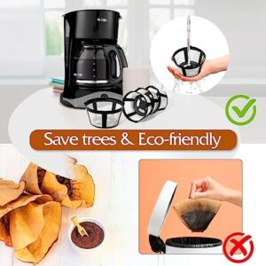 Reusable Coffee Filters 4 Packs - 8-12 Cup Mr Coffee Filters Permanent Basket Coffee Filter Reusable for Mr. Coffee, Black & Decker Coffee Maker-with Handle, Safe& Easy to Clean