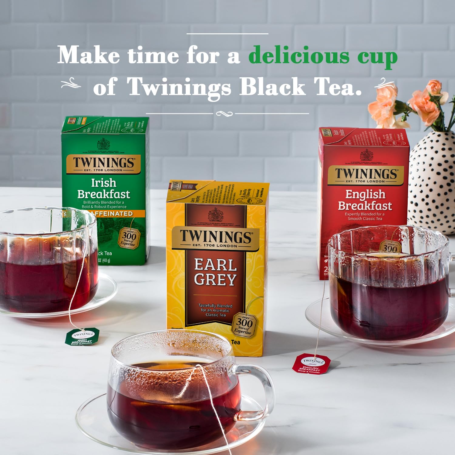 Twinings Irish Breakfast Tea, Decaf Tea Bags, Strong and Distinctive Black Decaffeinated Tea, 20 Individually Wrapped Tea Bags