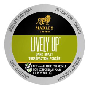 marley coffee, lively up!, single serve realcup organic espresso roast, for keurig k-cup brewers, 96 count