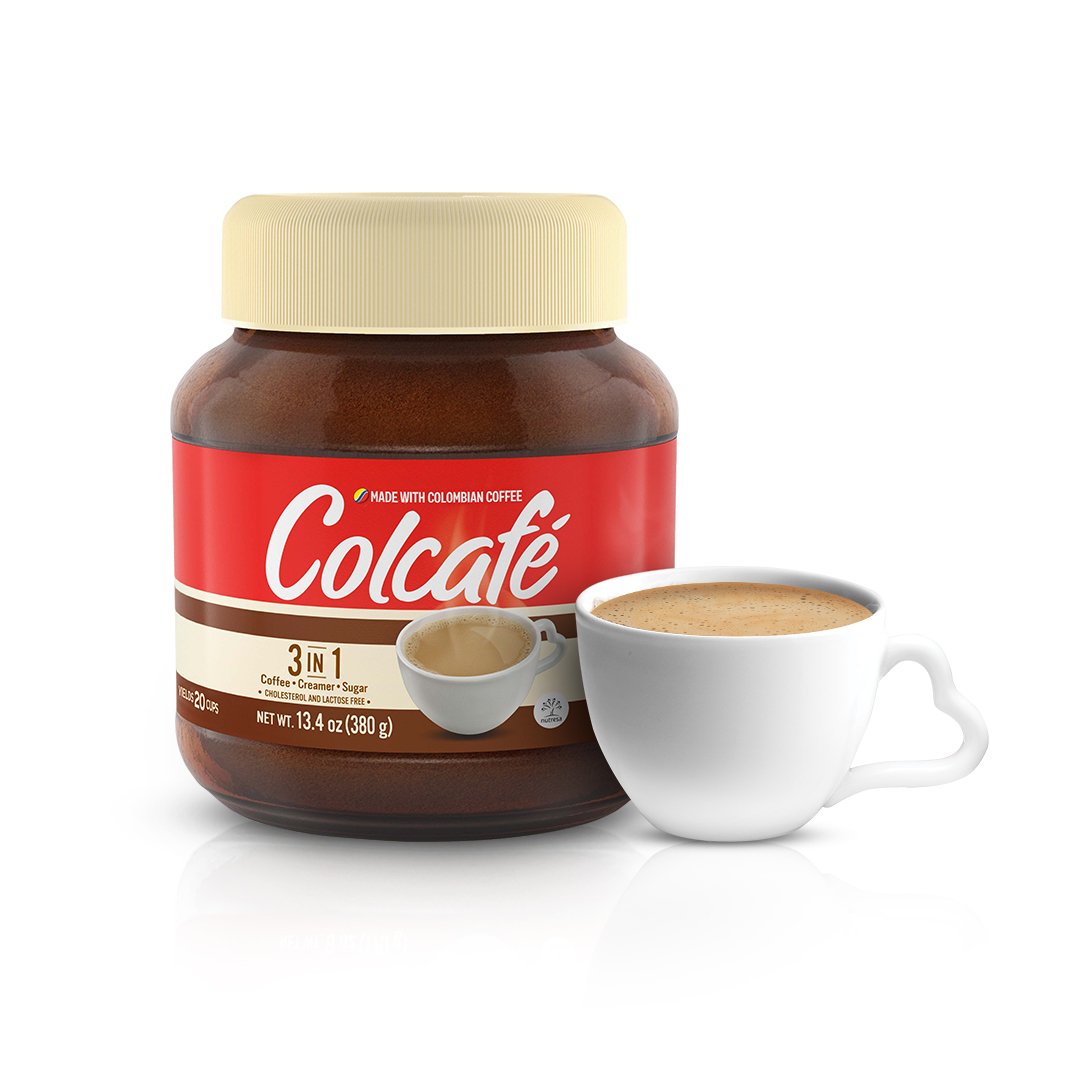 Colcafé 3-in-1 Coffee Mix Jar | Coffee, Cream & Sugar in a Delicious Cup | Cholesterol Free | 100% Colombian Coffee | 13.4 Ounce (Pack of 1)