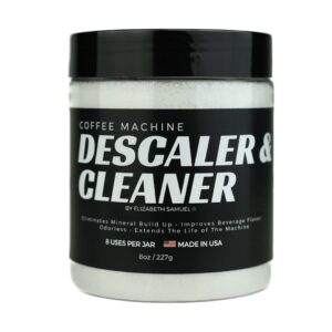 elizabeth samuel descaler and cleaner (8 uses per jar) - made in the usa - universal descaling solution for keurig, nespresso, delonghi and all single use coffee and espresso machines