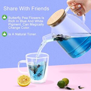 Plant Gift 135 Cups Pure Dried Butterfly Pea Flowers Blue Tea 40G/1.41oz Clitoria Ternatea Flower Herbal Tea, Caffeine Free, Loose Leaf, 100% Natural Herbal Tea