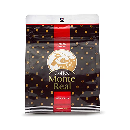 Monte Real - Arabica Gourmet Coffee, Flavored Ground Coffee, Fresh Roasted Coffee Grounds, Medium Dark Roast, Cacao Flavor, 400 Grams