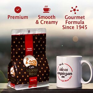 Monte Real - Arabica Gourmet Coffee, Flavored Ground Coffee, Fresh Roasted Coffee Grounds, Medium Dark Roast, Cacao Flavor, 400 Grams