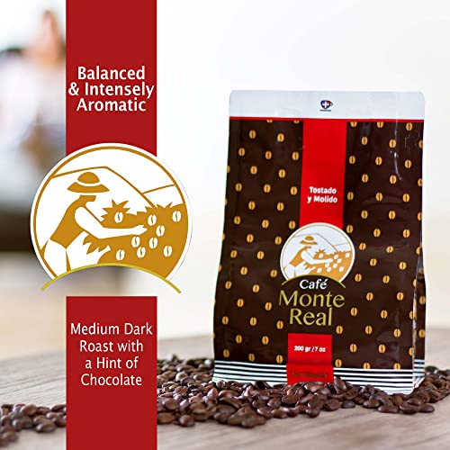 Monte Real - Arabica Gourmet Coffee, Flavored Ground Coffee, Fresh Roasted Coffee Grounds, Medium Dark Roast, Cacao Flavor, 400 Grams