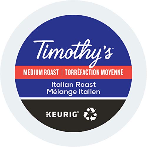 Timothy's, Italian Roast, Single-Serve Keurig K-Cup Pods, Medium Roast Coffee, 48 Count (2 Boxes of 24 Pods)