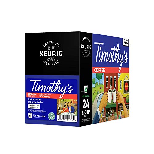 Timothy's, Italian Roast, Single-Serve Keurig K-Cup Pods, Medium Roast Coffee, 48 Count (2 Boxes of 24 Pods)