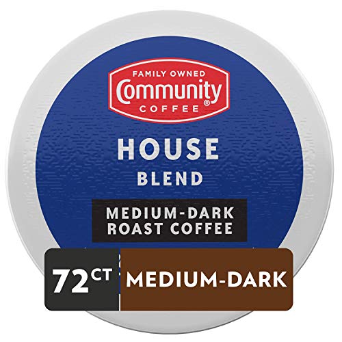 Community Coffee House Blend 72 Count Coffee Pods, Medium Dark Roast, Compatible with Keurig 2.0 K-Cup Brewers