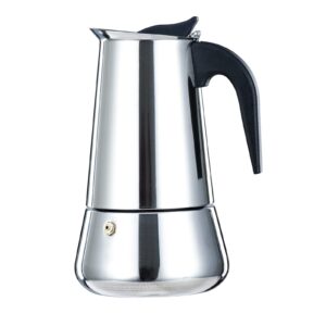 simyolife stovetop espresso maker stainless steel italian coffee maker moka pot induction-capable moka coffee machine cafe percolator maker, silver (12-cups, 20oz/600ml)-mother's day gifts