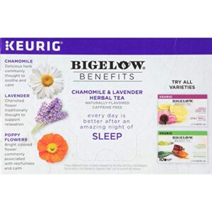 Bigelow Tea Benefits, Sleep Chamomile and Lavender Herbal Tea Keurig K-Cup Pods, Box of 10, Caffeine Free