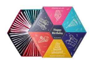 acorus happy birthday tea gift sets | tea set birthday present to those who we care about | selection of fruit, herbal and black tea with warm wishes written all over the box | 60 tea bags