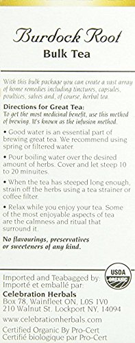 Celebration Herbals Organic Burdock Root Tea Caffeine Free - 48 Teabags in Total