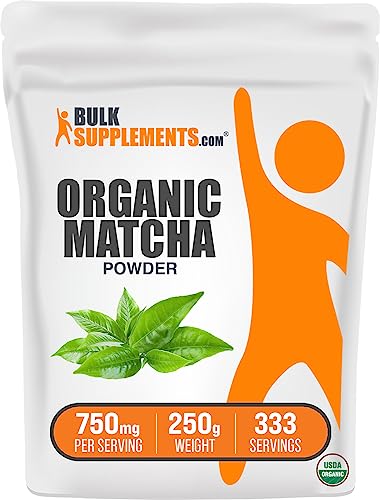 BulkSupplements.com Organic Matcha Powder - Matcha Organic, Matcha Powder for Latte & Baking, Culinary Grade Matcha Powder - Organic & Gluten Free, 750mg per Serving, 250g (8.8 oz)