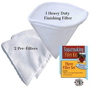 maple syrup filter set - 1 qt. (3 pieces) - one maple syrup making heavy duty synthetic filter and two pre filters - reusable – perfect size for at home maple sugaring (1 quart). made in usa