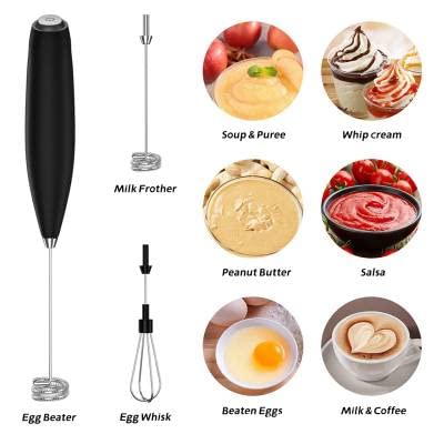 Milk Frother, Handheld Electric Mixer, Milk Stirrer, Battery Operated, Comes with Stand for Stirrer, Wisker for Coffee, Eggs, also a Foam Frother, Hot Chocolate Stirrer, One button mixer