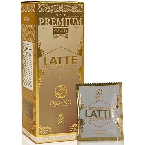 ORGANO Gourmet Cafe Latte, 100% Certified Ganoderma Lucidum (1 Box of 20 Sachets)