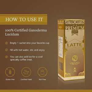 ORGANO Gourmet Cafe Latte, 100% Certified Ganoderma Lucidum (1 Box of 20 Sachets)