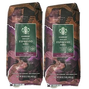 Starbucks Decaf Whole Bean Coffee, Espresso, Dark Roast, 16 Ounce Bags, 2/Pack (32 Ounces Total)