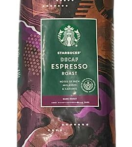 Starbucks Decaf Whole Bean Coffee, Espresso, Dark Roast, 16 Ounce Bags, 2/Pack (32 Ounces Total)