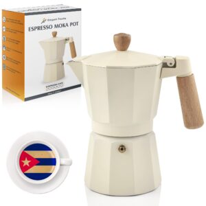 elegant foodie cuban coffee maker - stylish espresso moka pot 6 cup 10 oz for classical taste italian coffee enthusiast - quality wooden parts and aluminum stovetop espresso maker