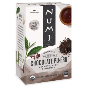 numi organic tea chocolate puerh, 16 count box of tea bags (pack of 3)Â