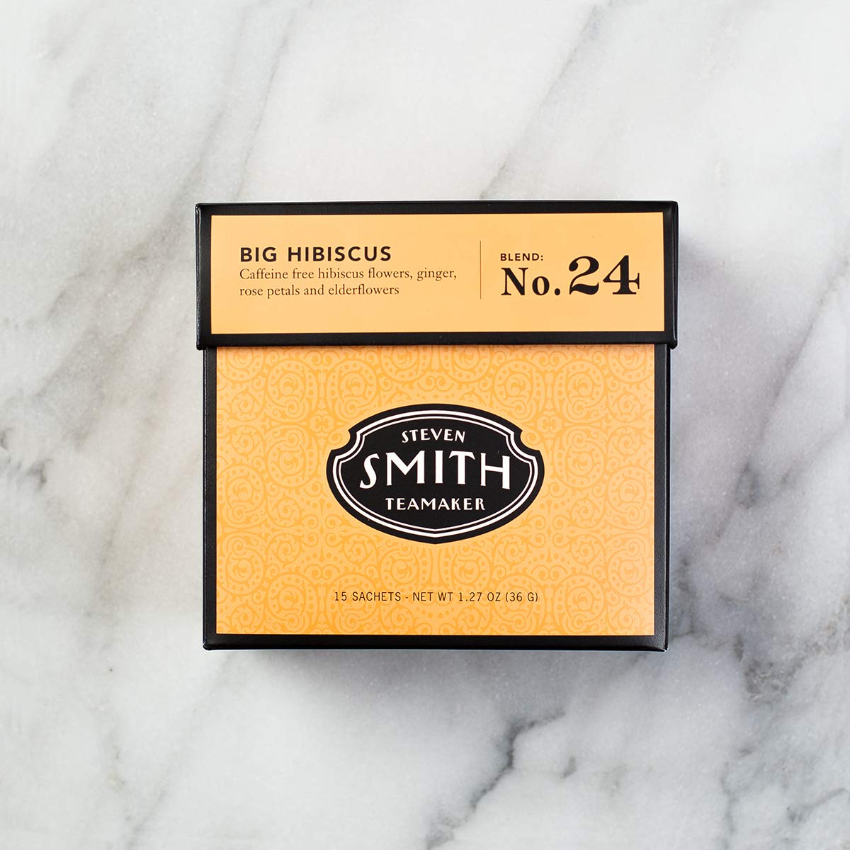 Smith Teamaker | Big Hibiscus No. 24 - Hibiscus, Ginger, Rose Petals & Elderflowers | Sugar-Free, Non-GMO, Plant Based Caffeine-Free Hibiscus Blend (15 Sachets, 1.27oz each)