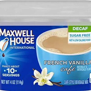 Maxwell House International Cafe Decaffeinated Sugar Free French Vanilla, 4 OZ (Pack of 8)