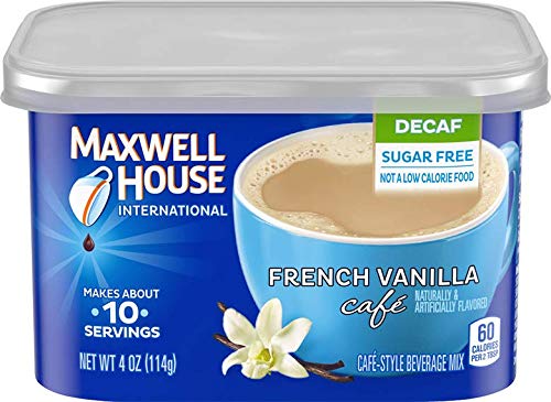 Maxwell House International Cafe Decaffeinated Sugar Free French Vanilla, 4 OZ (Pack of 8)