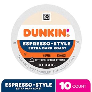 Dunkin’ Espresso-Style Extra Dark Roast, 10 Keurig K-Cup Pods