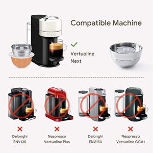 Stainless Steel Reusable Vertuo Capsule ONLY For VERTUOLINE NEXT+EMPTY Refillable Alumium VERTUOLINE Pods-80+150+230ml Each 2 Pcs + 1Pcs Coffee Capsule Tamper For Nespresso Vertuo Next Reusable Pods