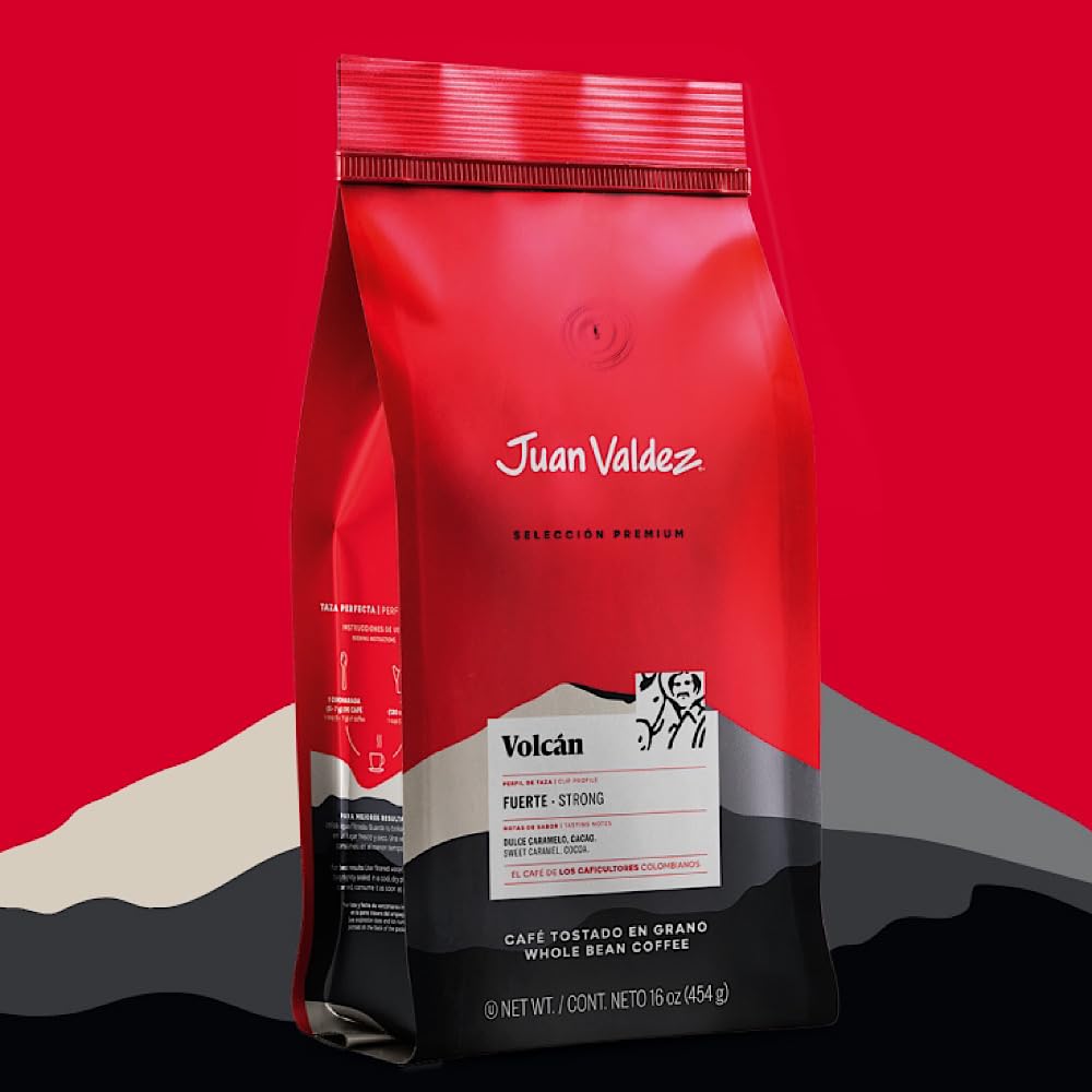 Juan Valdez Volcan Ground Colombian Coffee 12 oz, Premium Line, Strong Coffee with a Harmonious Subtle acidity, Notes of Sweet caramel, and Dark Chocolate Finish, Certified Humane, Rainforrest, Halal, Kosher, BASC, OEA