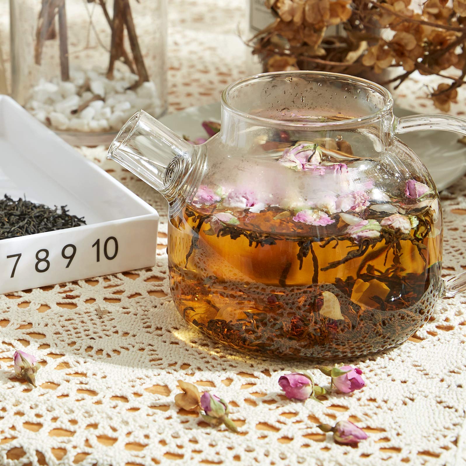 Cha Wu-[A] Pink Rose Buds(3oz),Loose Leaf Flower Petal Tea,Natural Fragrant Herbal Tea,Afternoon Tea