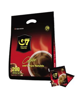 trung nguyen — g7 instant coffee — pure black — 100% soluble coffee — strong and bold — instant vietnamese coffee (200 packets)