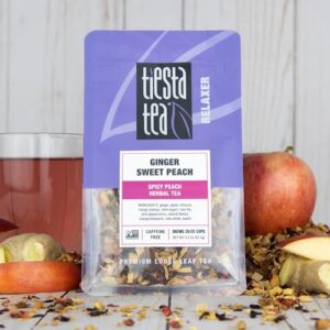 Tiesta Tea - Ginger Sweet Peach | Spicy Peach Herbal Tea | Premium Loose Leaf Tea Blend | Non Caffeinated Herbal Tea | Make Hot or Iced Tea & Brews Up to 25 Cups - 2.2 Ounce Resealable Pouch