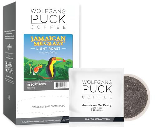 Wolfgang Puck Coffee, Jamaican Me Crazy Gram Coffee, 9.5 Gram Pods, 18 Count