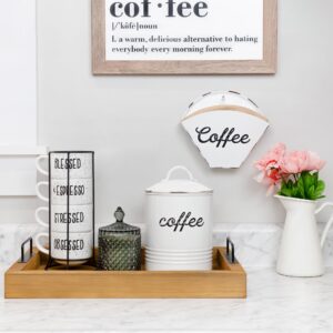 AuldHome Enamelware Coffee Filter Holder (White, Cone-Shaped), Wall-Mount Vintage Farmhouse Style White Filter Storage Container