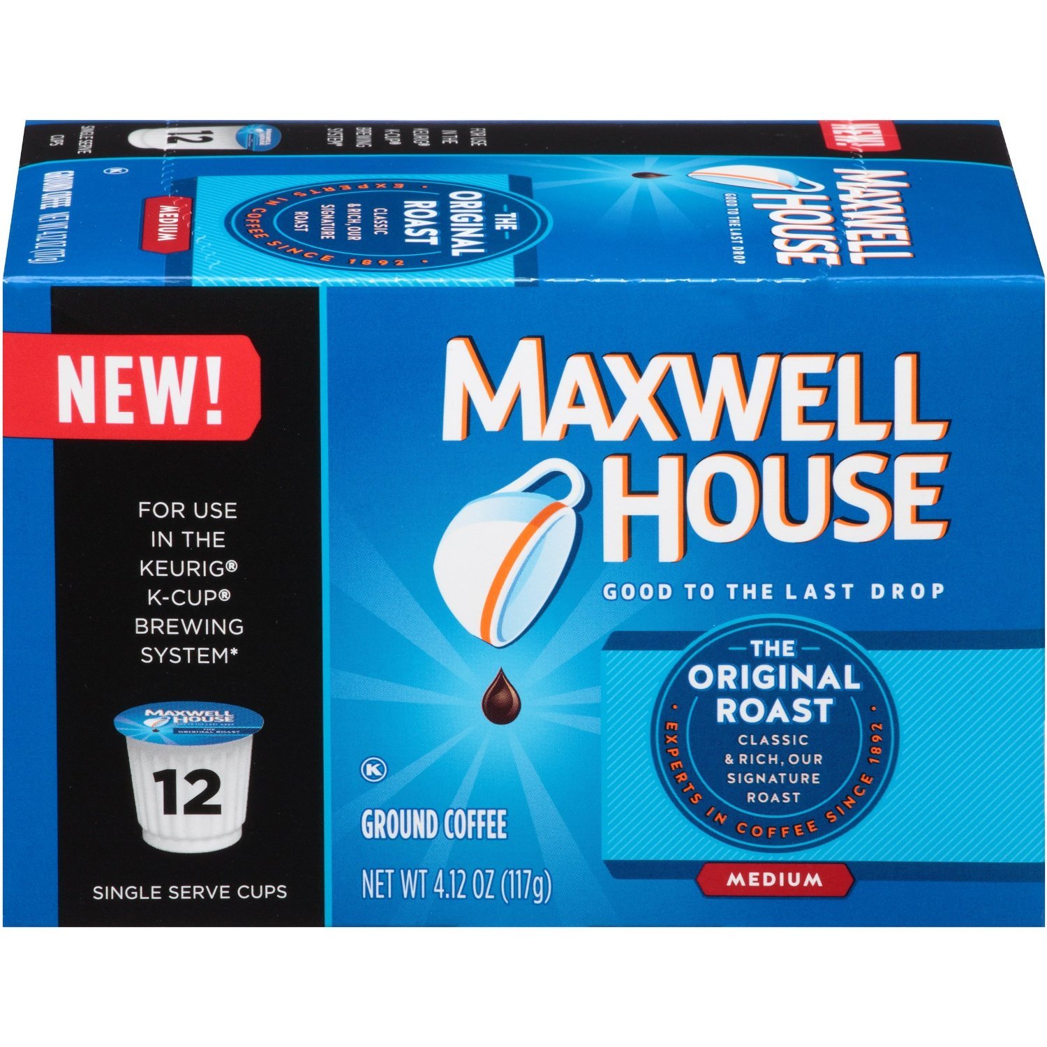 Maxwell House, K-Cup Single Serve Coffee, 12 Count, 3.7oz Box (Pack of 3) (Original Roast)