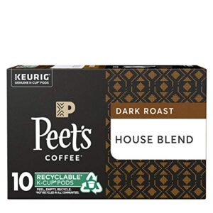 peet’s coffee house blend k-cup coffee pods for keurig brewers, dark roast, 10 pods