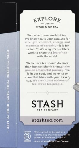 Stash Tea Earl Grey Black Tea, 20 Count Tea Bags Individually Wrapped in Foil, Black Tea with Citrus-y Bergamot, Premium Black Tea, Full Caffeine, Drink Hot or Iced