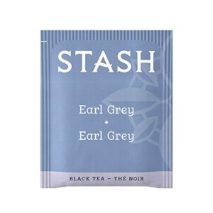 Stash Tea Earl Grey Black Tea, 20 Count Tea Bags Individually Wrapped in Foil, Black Tea with Citrus-y Bergamot, Premium Black Tea, Full Caffeine, Drink Hot or Iced